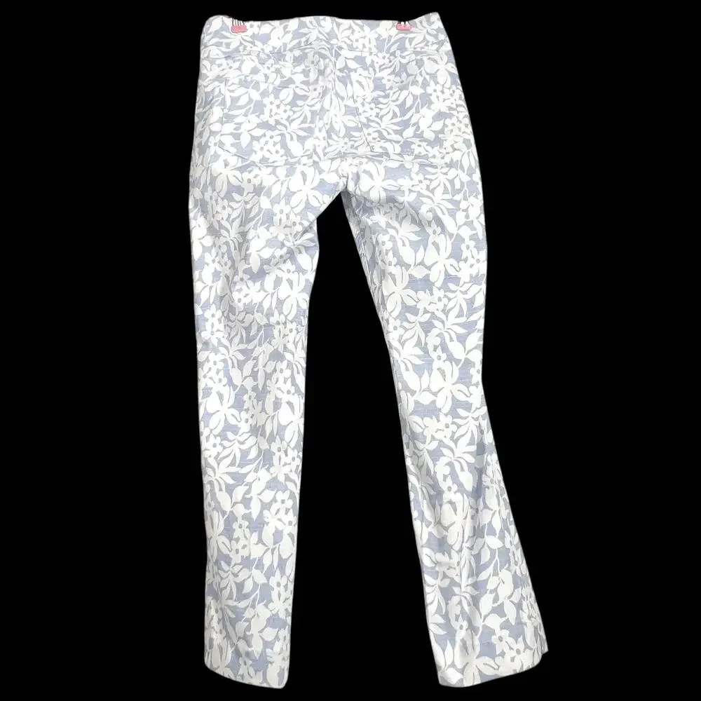 SOFT SURROUNDINGS Pale Blue & White Floral Stretch Twill Pull On Pants XSP